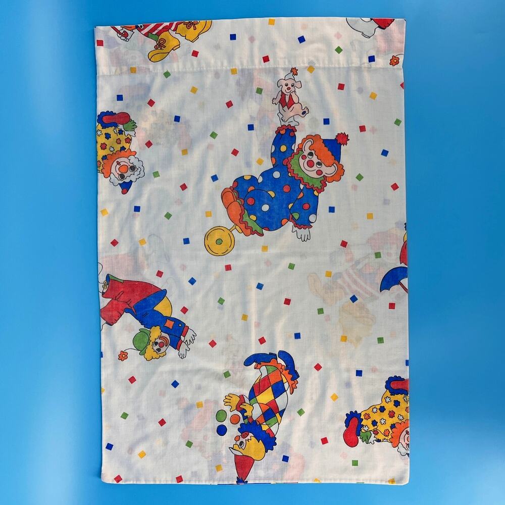 Vintage Circus Clowns Pillowcase 80s 1980s Cannon Kidcore